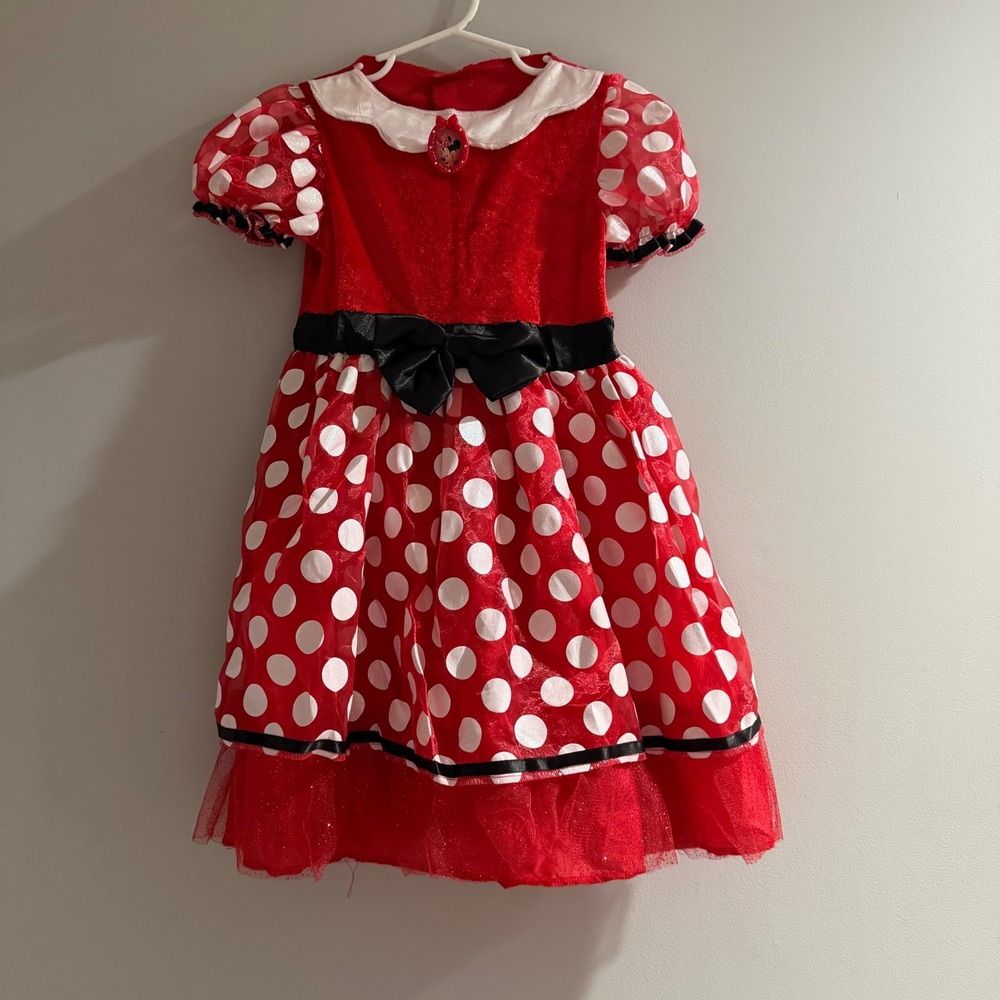 Disney Minnie Mouse Costume Dress Girls Red White Polka Dot Good Sparkle Tulle